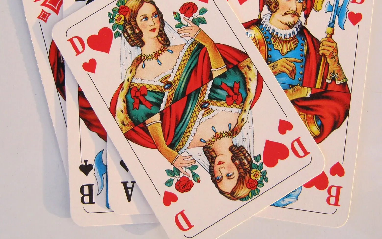 Playing cards, heart and lady
